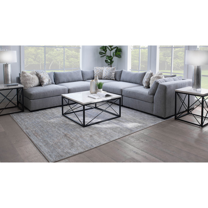 Thomas 136" Performance Fabric Modular Sectional, Gray Polyester Blend