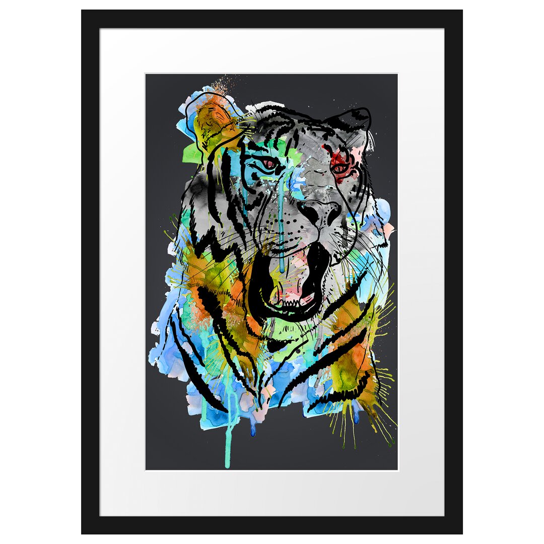 Gerahmtes Poster Roar Aquarell Schwarz