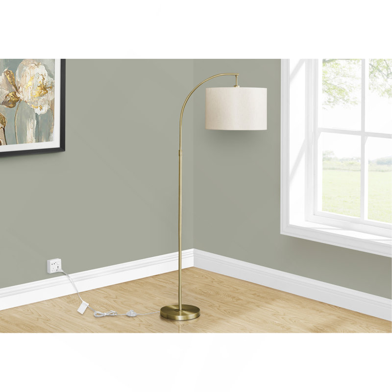 Lighting, H 65 po, lampe sur pied, métal, ivoire / abat-jour crème, contemporain, Laiton