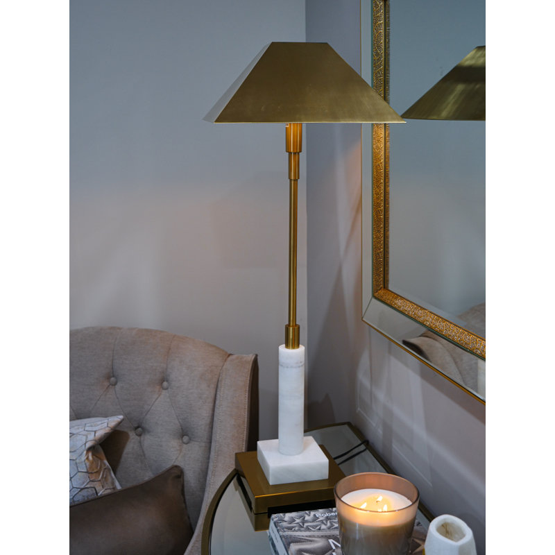 Buffet Lamp, White Base/Gold Shade