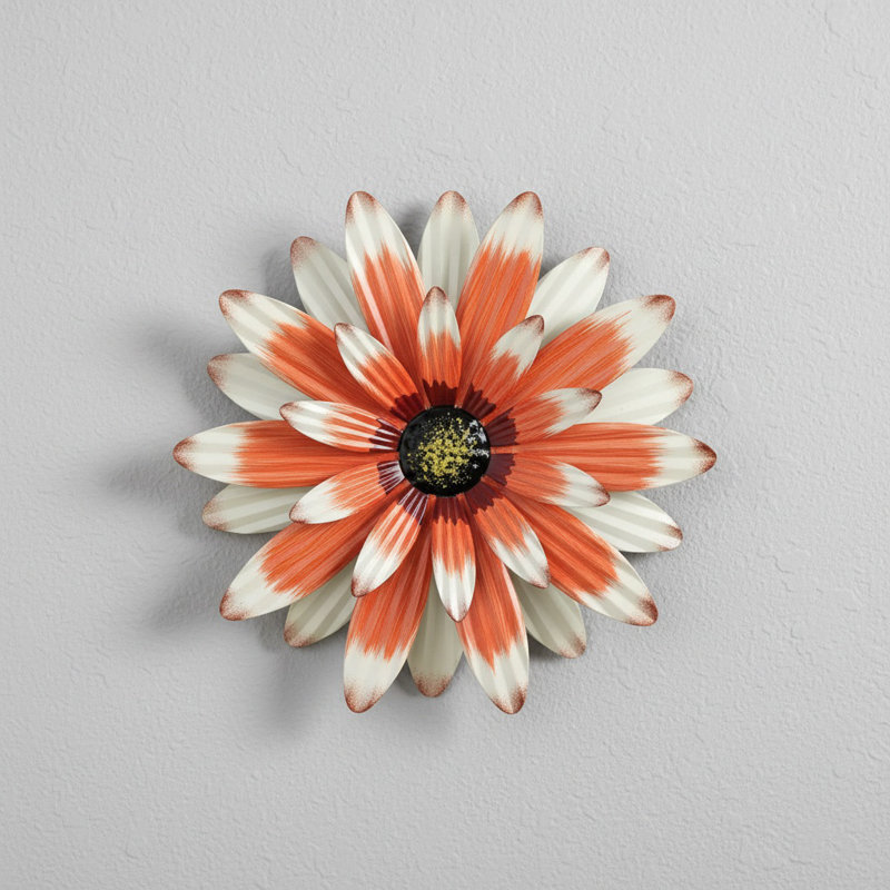 Décoration florale tridimensionnelle en fer forgé petites marguerites en fleurs, ornement suspendu, orange, Orange
