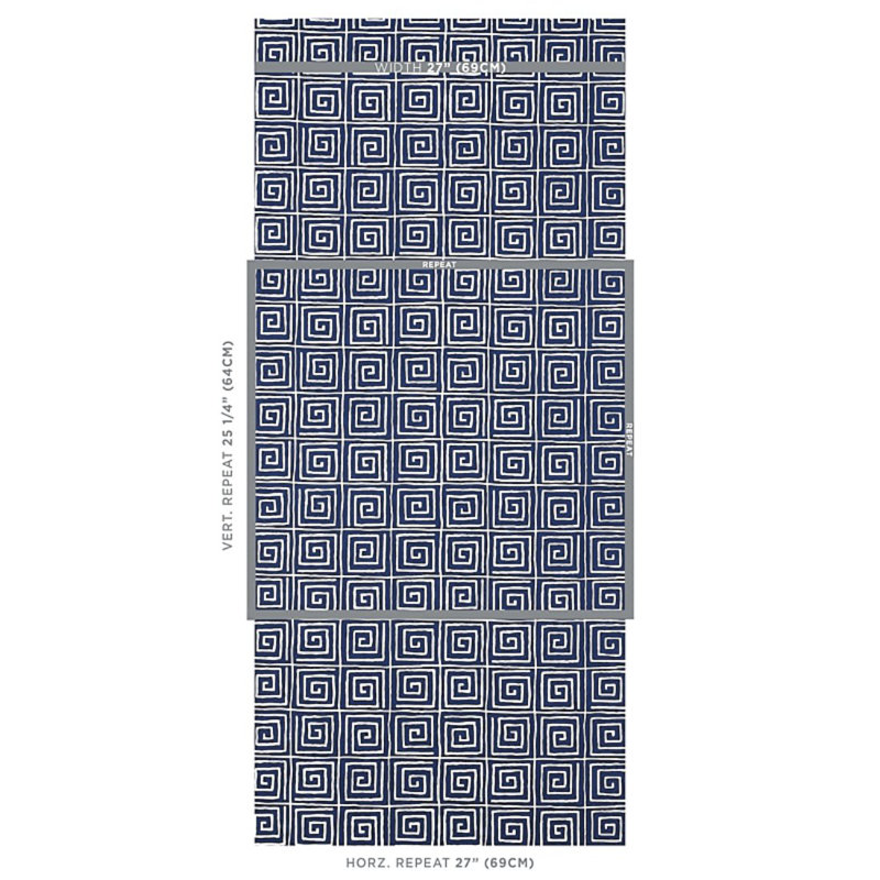 Schumacher x Cristina Buckley Trousdale Wallpaper, Midnight Blue