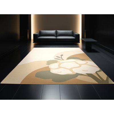 Tapis beige chou-fleur minimaliste lavable à la machine - reliure beige