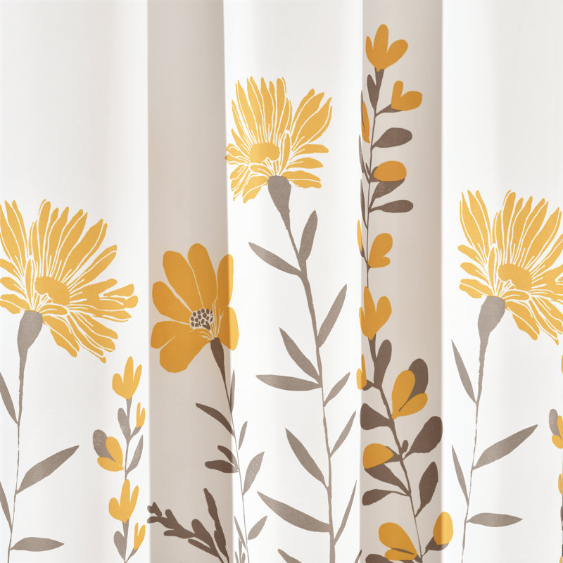 Yellow and Gray Floral Light Filtering Window Valance