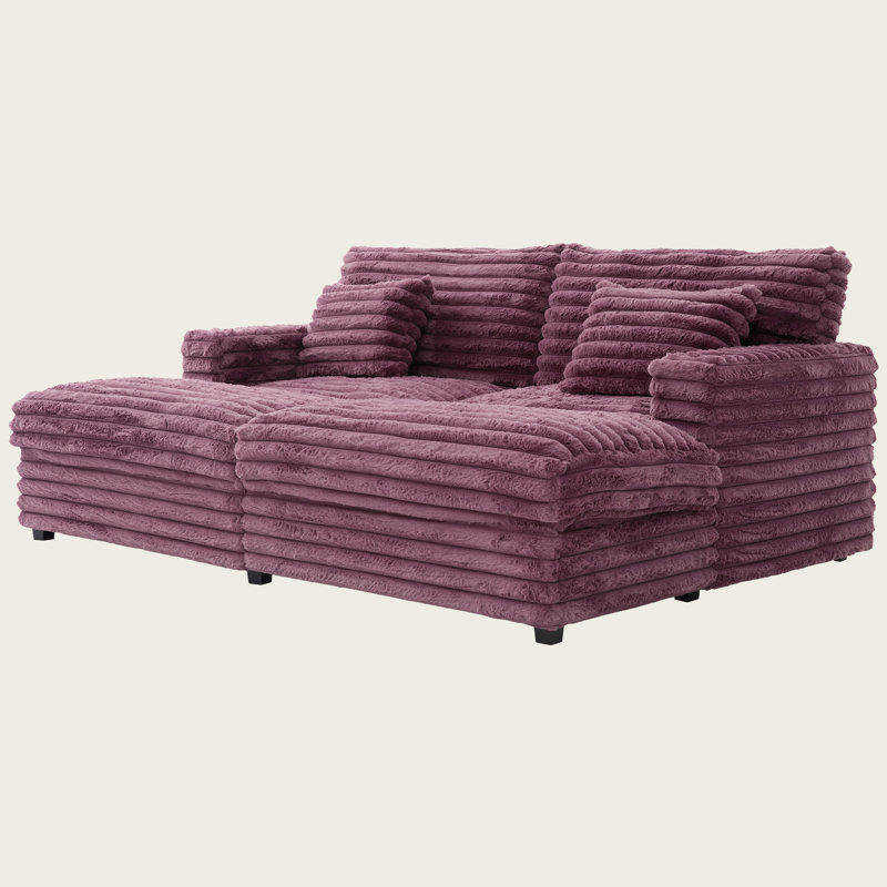 Très grand canapé-lit 83,5 po avec ports USB, porte-gobelets et coussins, Rouge vin