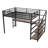 Queen Loft Bed with Desk & Storage Stairs, Metal Frame, LED Lights, USB Ports, Noise-Free, Space-Saving, Black-2127620242