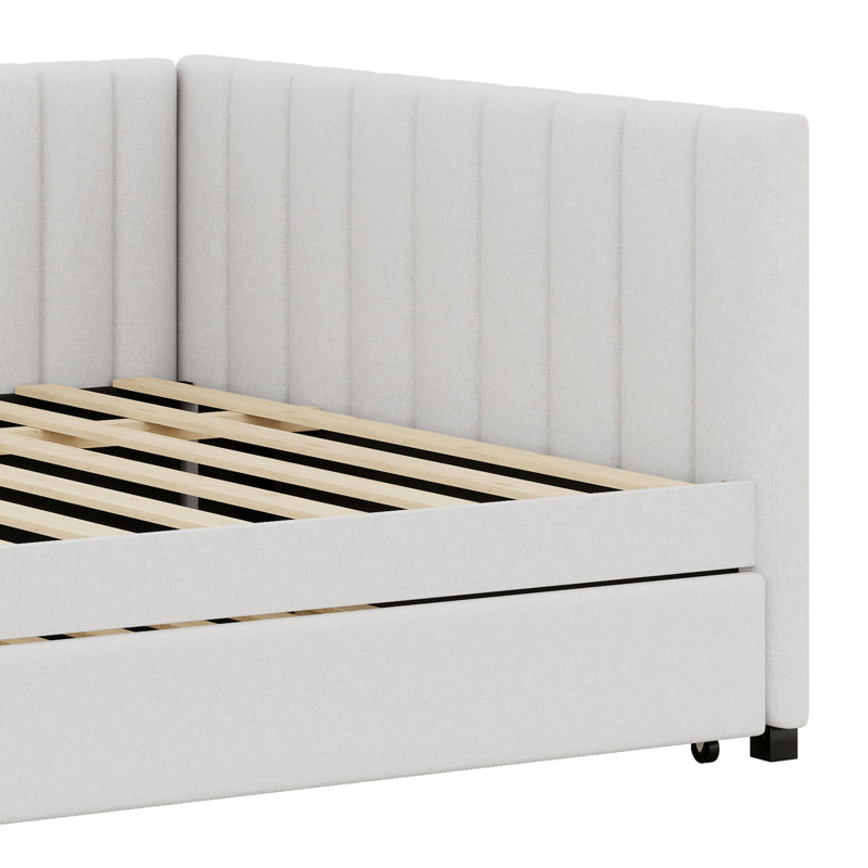Lit de jour rembourré avec couchette, Beige, Complet/Double
