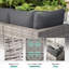 Ensemble de conversation modulaire d'extérieur en osier 7 pièces avec coussins et table basse (gris) 7 pièces