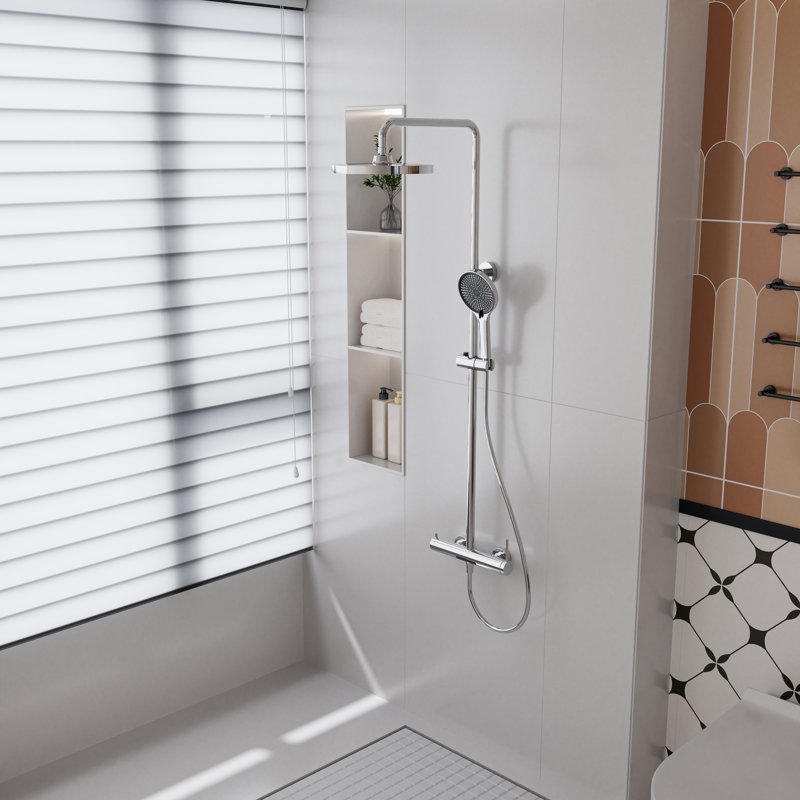 10 inch 3 Function Complete Shower System with Slide Bar 1.6GPM, Polished Chrome