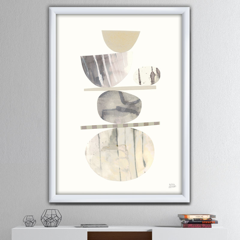 « geometric balance neutral ii »-image image sur toile, H 40 po x l 30 po x P 1,5 po, Cadre blanc