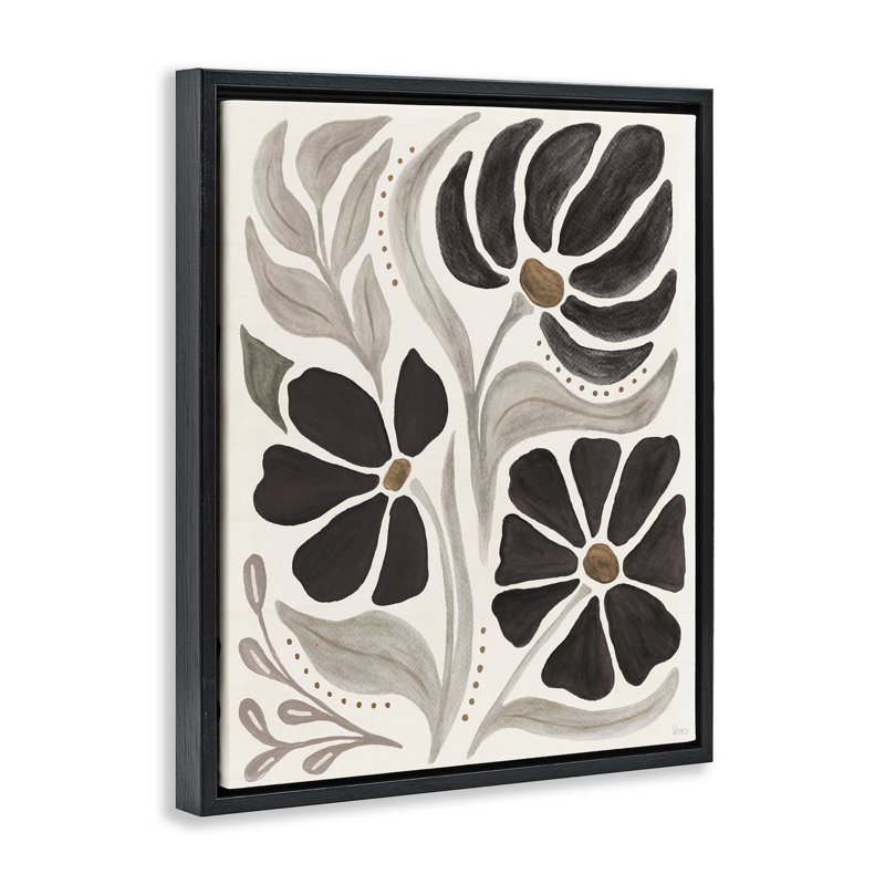 «Boho Curved Petals» encadrée par Flonique, par Véronique Charron, Cadre flottant noir de jais, H 21 po x l 17 po