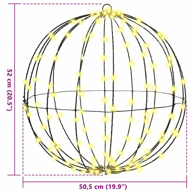 Vidaxl Ball With 160 Leds Warm White 50 Cm Metal