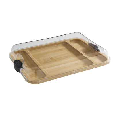 Farberware Build-a-Board Bamboo Charcuterie Board with 3-Compartments & Locking Lid