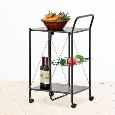 Foldable 2-Tier Open Storage Cart