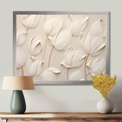 Minimalism White Tulips Symphony - Tulips Wall Art