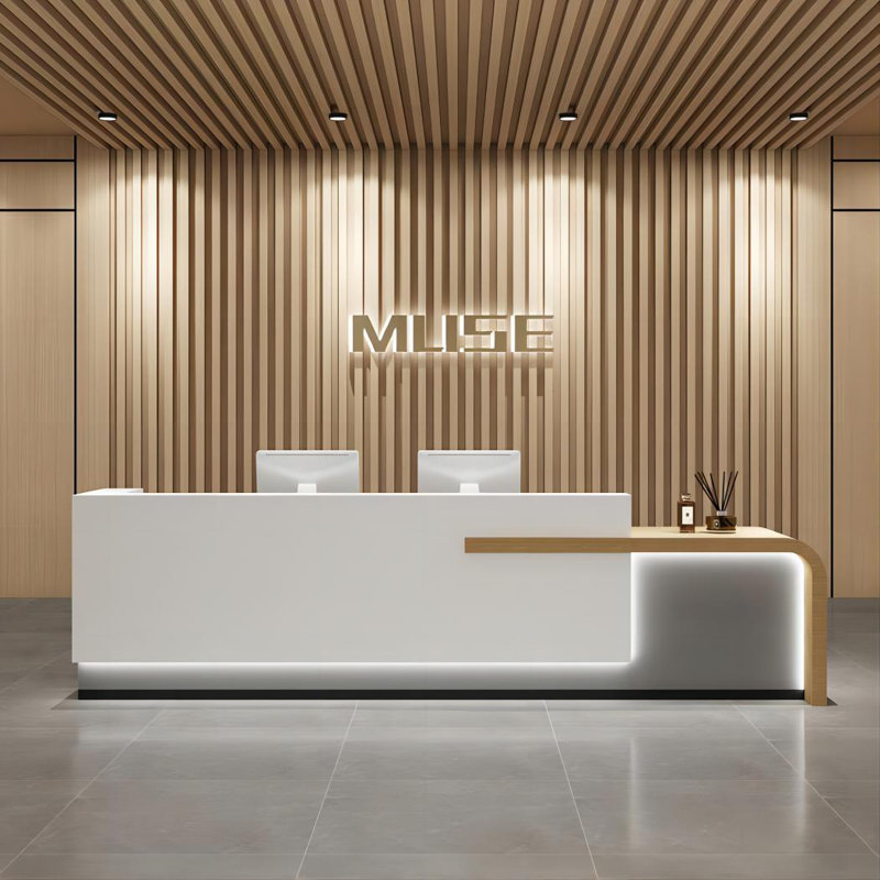Maurissa Rectangular Laminate Reception Desk, 39.3" H x 102.3" W x 23.6" D