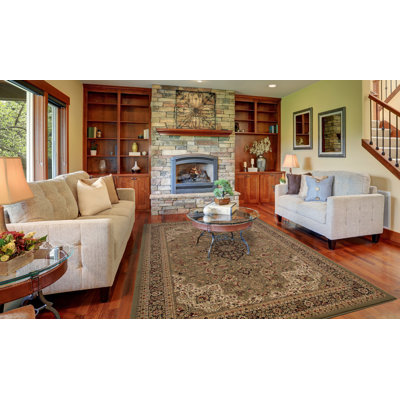 Izaiah Oriental Green Area Rug