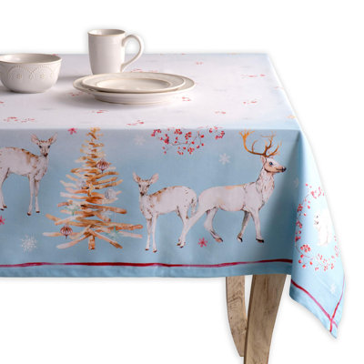 Maison d' Hermine Table Cloth Rectangle Table 100% Cotton 70 x 120 Inches Fall Tablecloth Reusable Everyday Use for Thanksgiving Christmas Decorations Dining Farmhouse Party (Fairy Tale Forest)