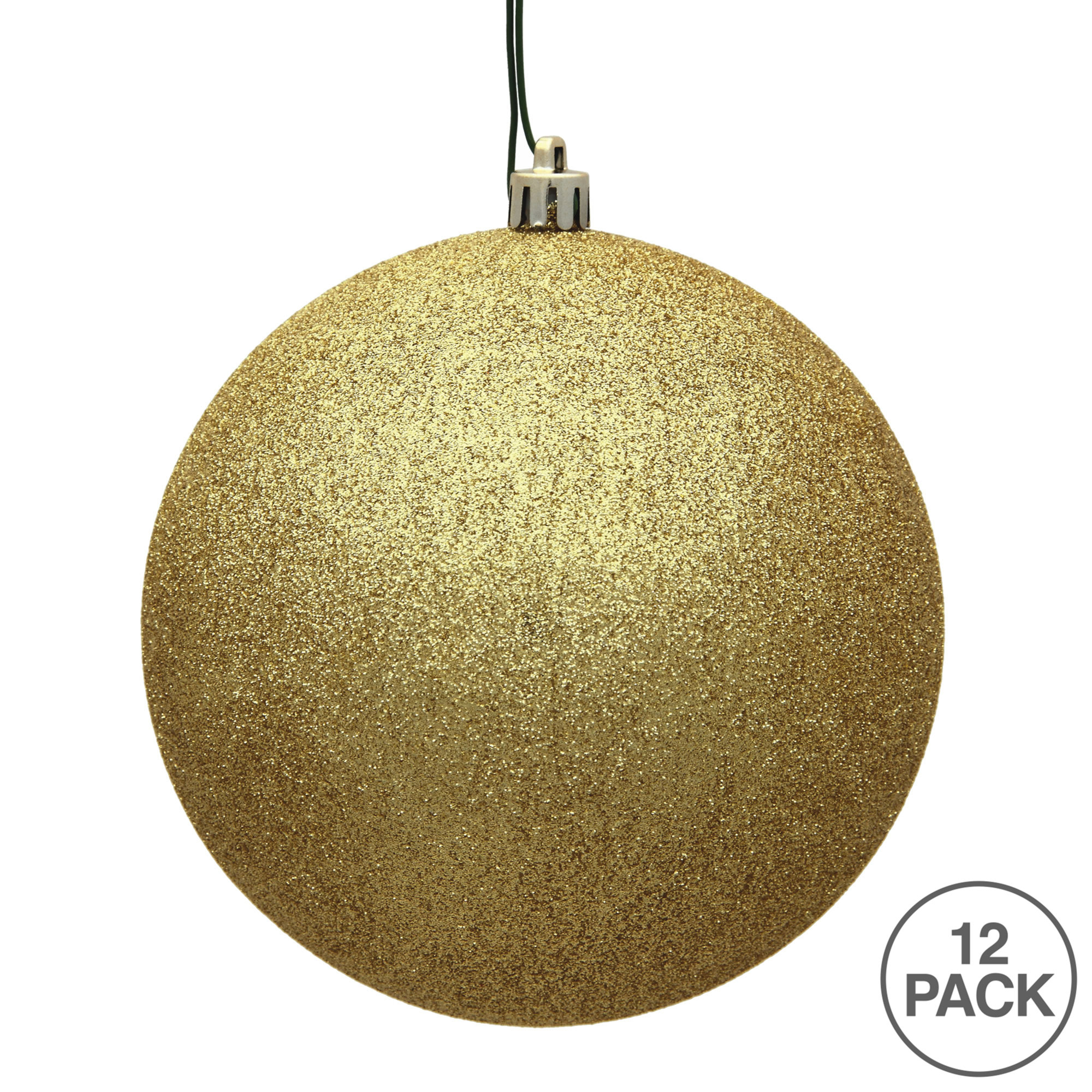 Holiday Décor Ball Ornament, Gold Glitter, 3" H x 3" W x 3" D