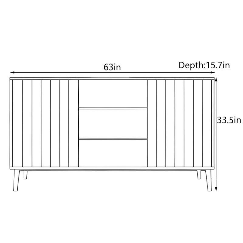 Armoire d'entrée moderne et minimaliste, H 33,5 po x l 63 po x P 15,7 po