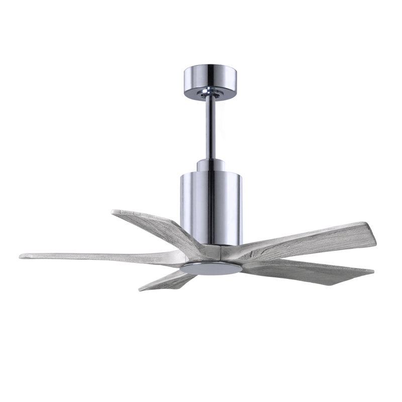 Patricia LED Downrod Ceiling Fan, Barn Wood Tone, Polished Chrome