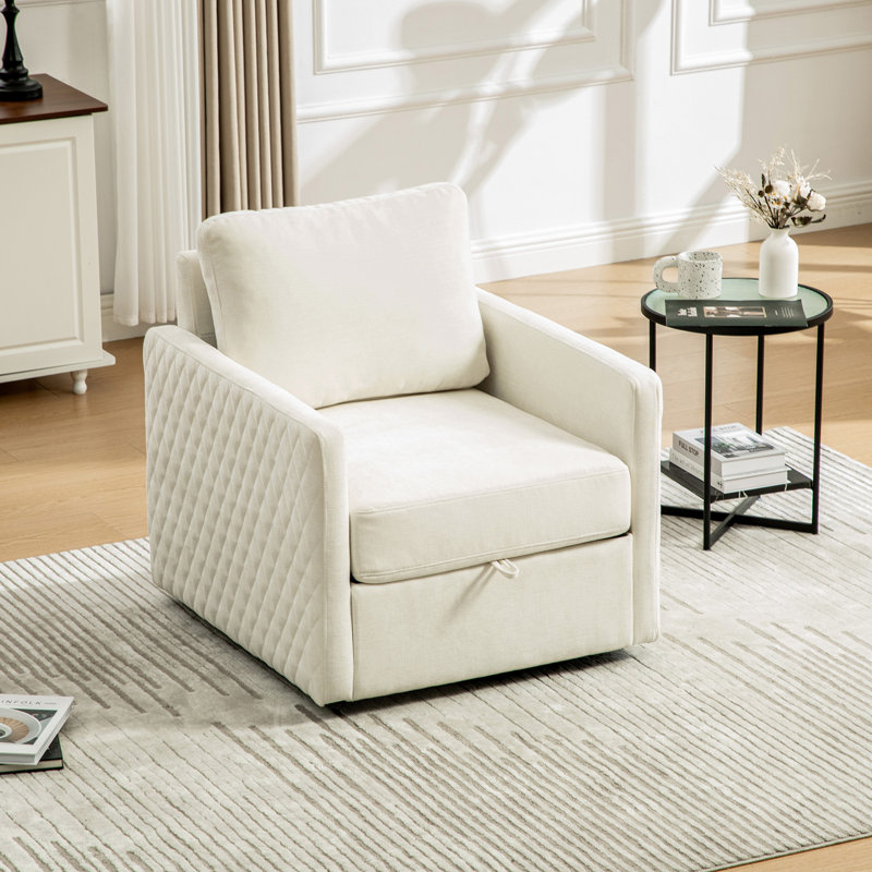 Chaises d'appoint pivotantes modernes avec rangement, revêtement en chenille pour le salon