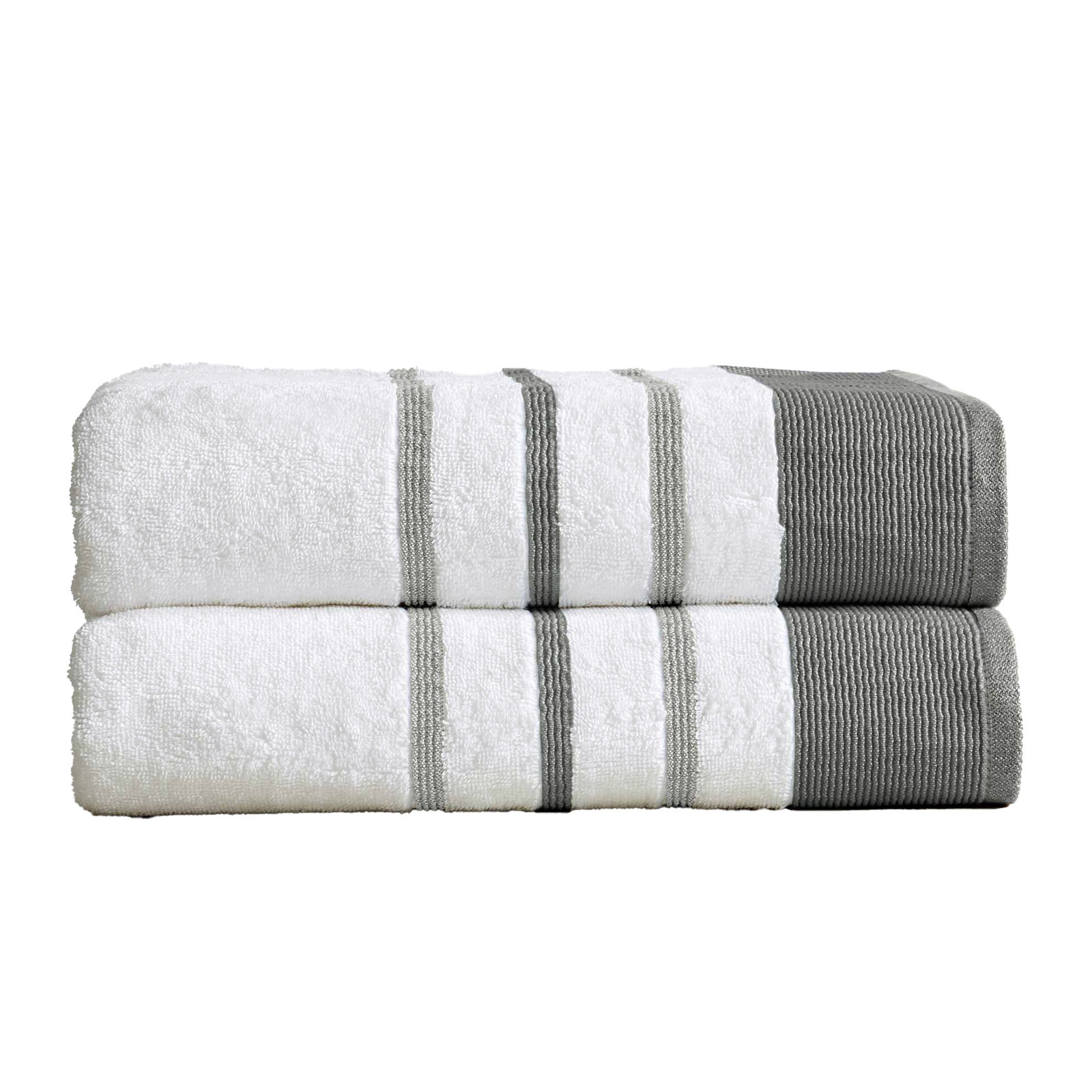 Deanthony Luxury Cotton Decorative, Dark Gray/Light Gray, Bath Sheets - 2 Pack