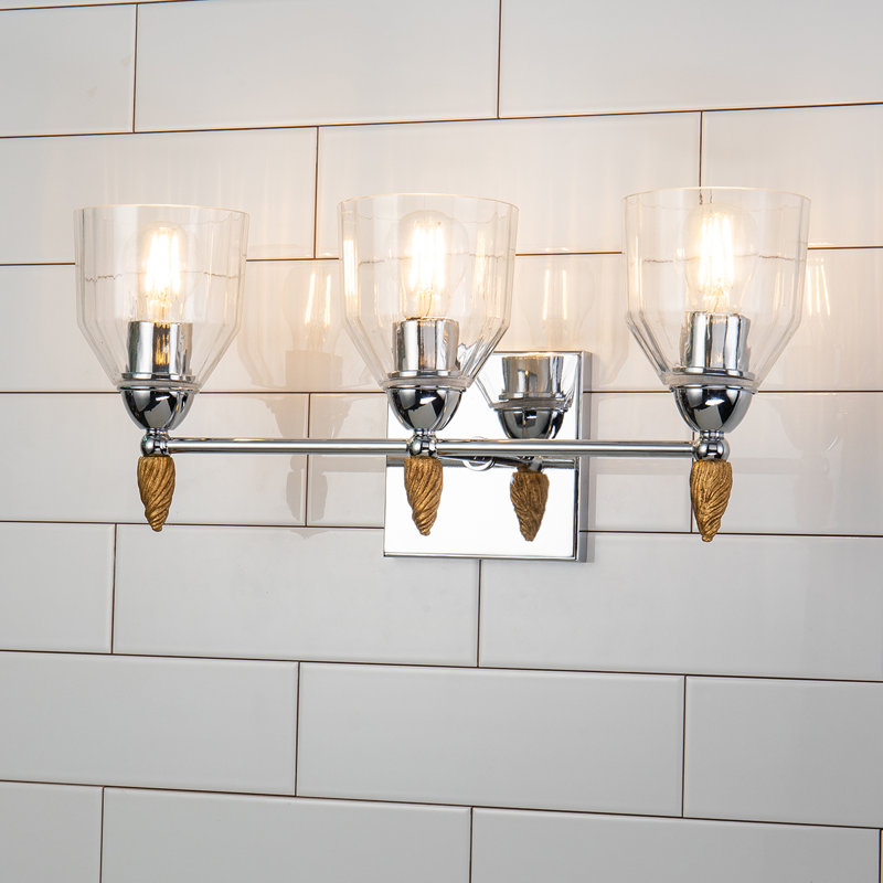 Fun Finial 3 Light Vanity Light, Chrome/Gold