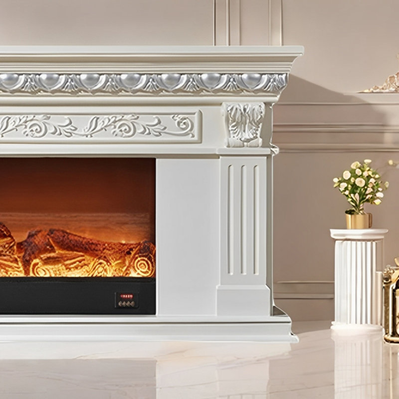 Electronic fireplace heater, White