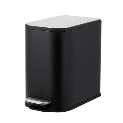 Poubelle de salle de bain avec couvercle à fermeture en douceur, petite poubelle de cuisine en acier inoxydable de 2 gallons avec seau intérieur amovible, noir