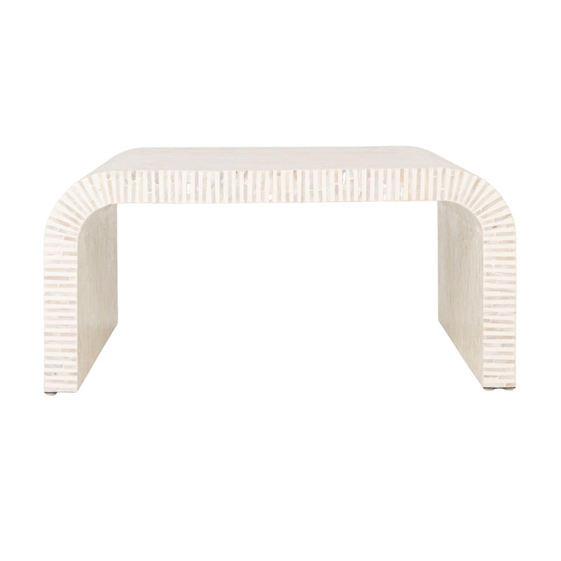 Table basse Ventura en nacre blanche, Blanc