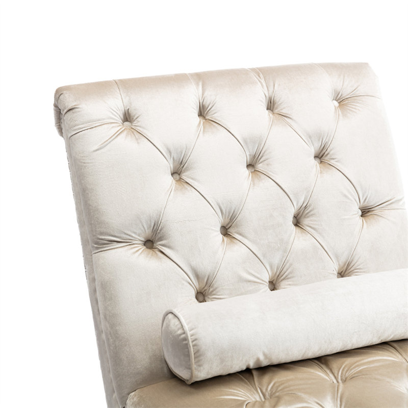 Chaise longue rembourrée Alexica, Beige