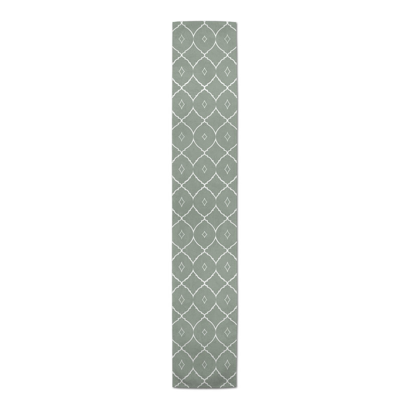Geometric Table Runner, Green, 90" x 16"