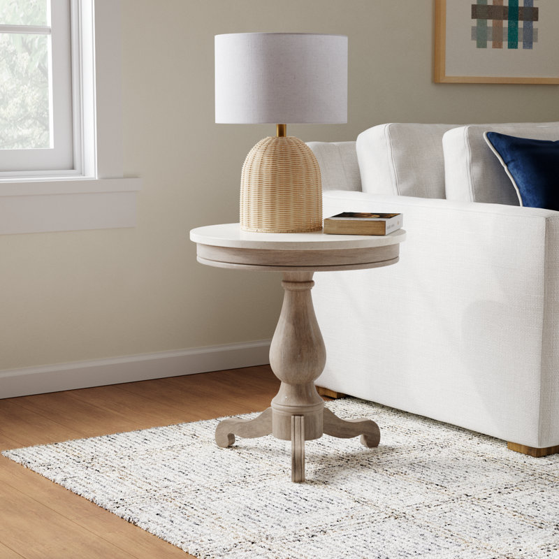 Aberdale End Table with Marble Top, Sandalwood Beige