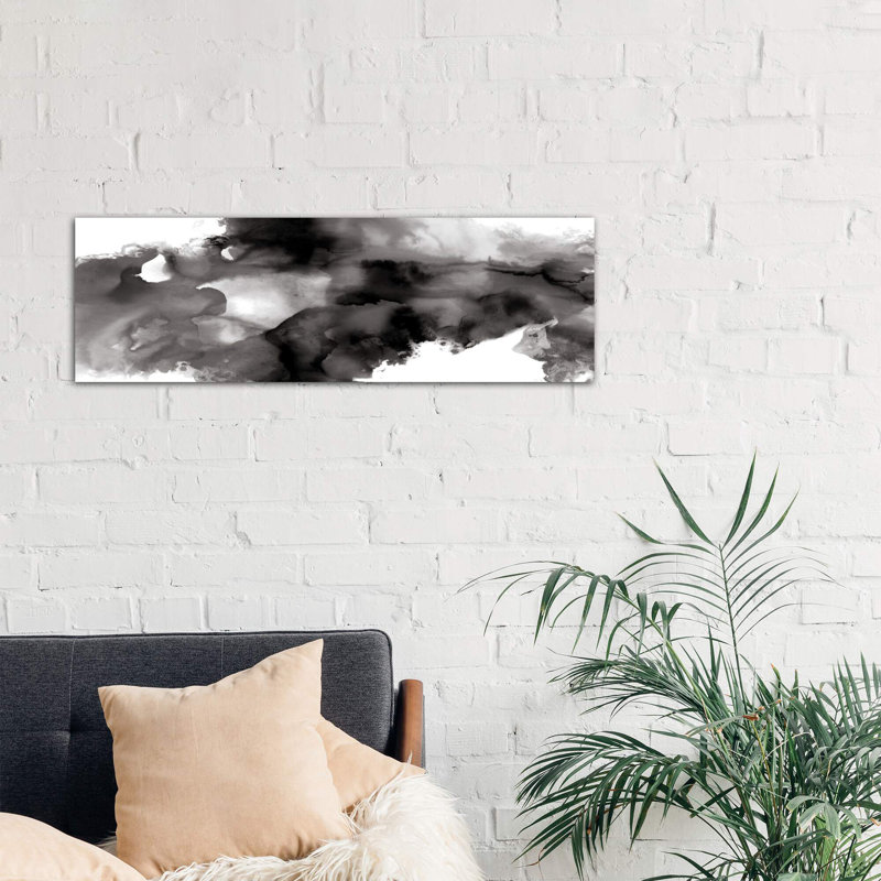 Movement Noir by Daniela Hudson - Panoramic Painting on Canvas, 121.92 cm H x 40.64 cm W x 1.91 cm D, No Frame