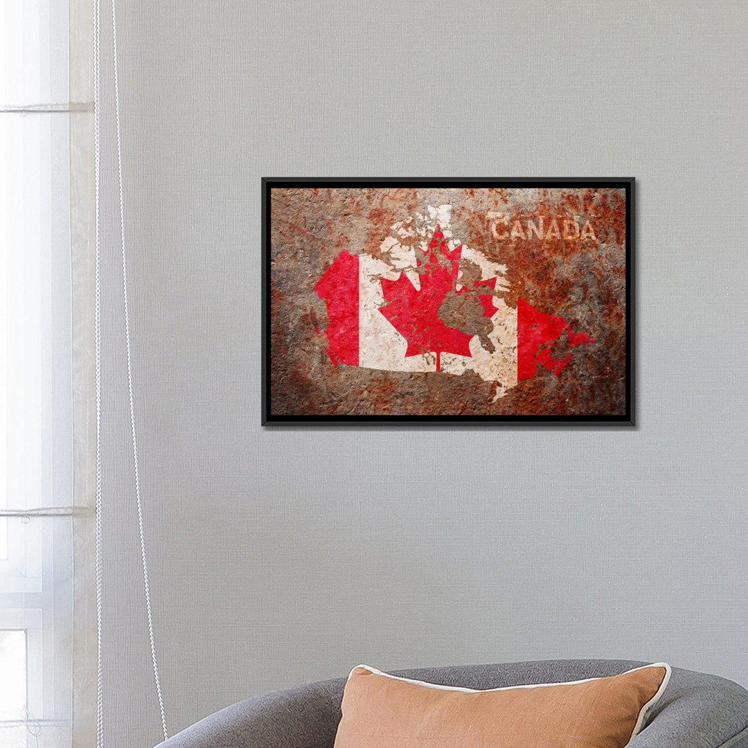 'Canada Flag Map' by Michael Tompsett Graphic Art on Canvas iCanvas Mat 