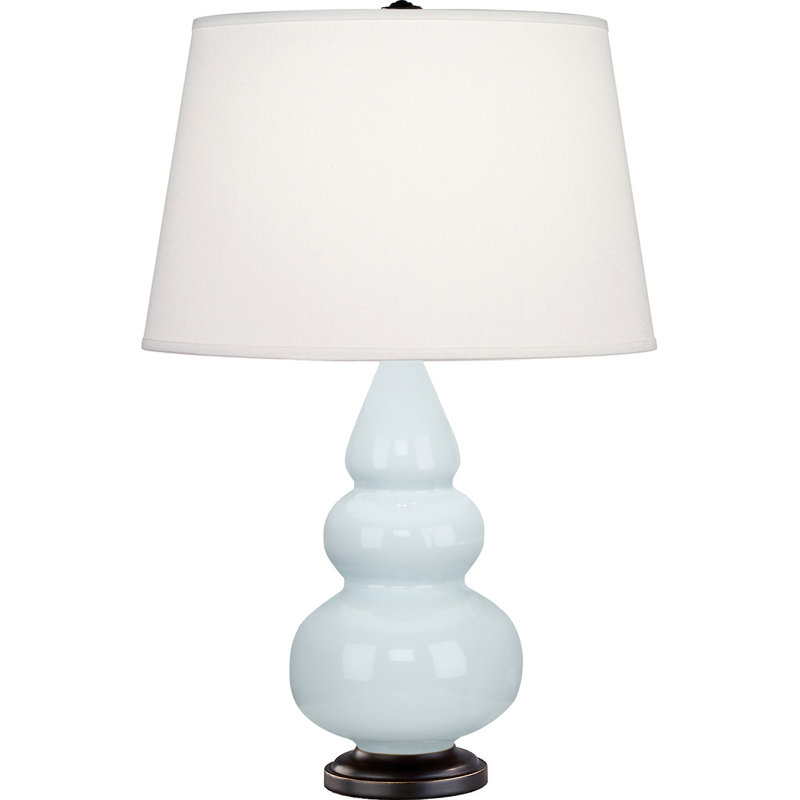 Small Triple Gourd Table Lamp, Baby Blue/Deep Patina Bronze