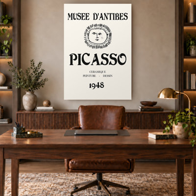 Black and White Vintage Museum Exhibition Poster Canvas Wall Art