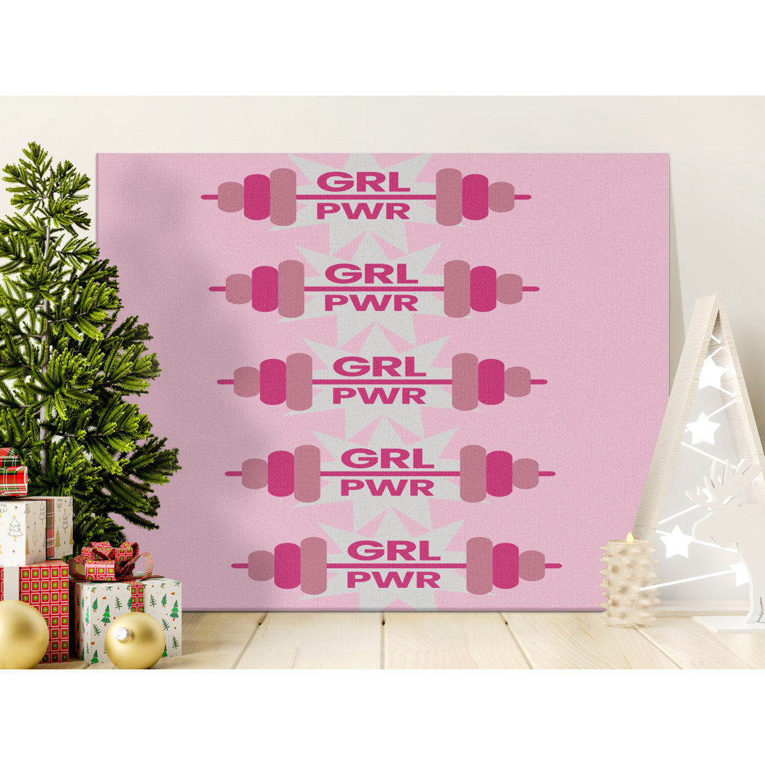 GRL PWR Canvas Wall Art, Weightlifting Decor, Feminist Gym Art, Modern Canvas Print, Motivational Art, Ready to Hang, Gallery Wrapped Canvas