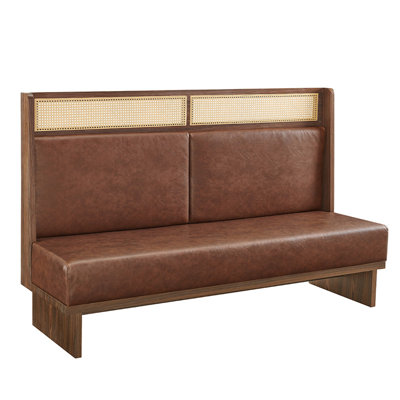 Cabine double 72 po x 46 po en placage de noyer avec accents de canne tissés et revêtement brun