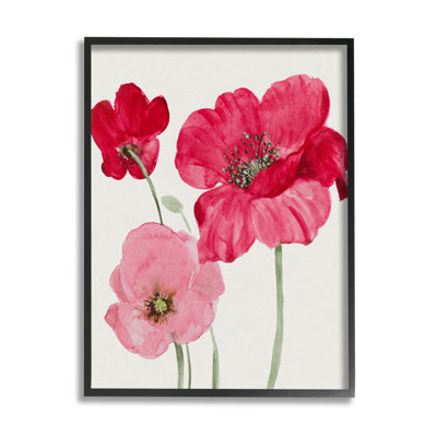 «Romantic Red Poppies Trio» par Lanie Loreth - cadre flottant, impression sur bois