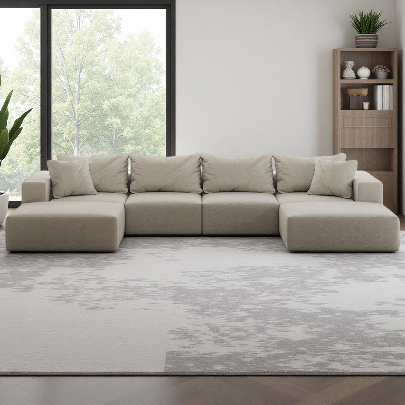 Oversized Sponge Cloud Sofa,Modern Upholstered Sectional Sofa Couch Set,Modular 162" L Shaped Sectional Living Room Sofa Set With 6 Pillows