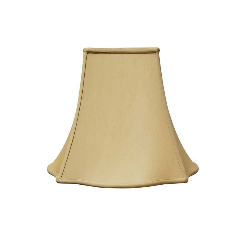 Abat-jour cloche en soie / shantung (araignée), H 12,75 po x l 16 po x P 16 po, Noir / Blanc cassé