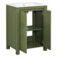 Petit meuble-lavabo de style vintage 24 po avec lavabo en céramique, 2 portes à fermeture douce, tablette réglable