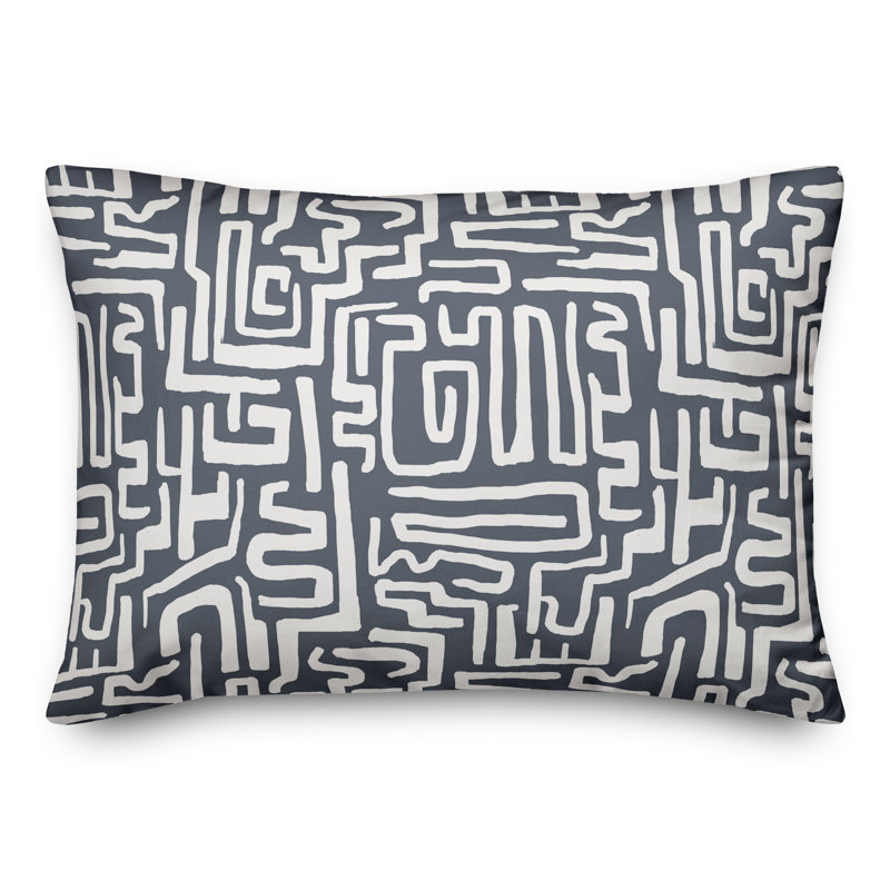 Coussin extérieur bleu marine Wiggly Shapes, H 18 po x l 25 po, Ardoise