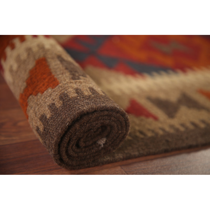 Kilim Reversible Wool Runner Rug 3x7