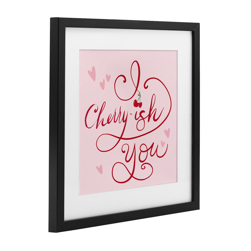 «Cherry-ish You Pun», reproduction encadrée sous verre, conception de Lucille Price, Cadre noir minuit, H 16 po x l 16 po
