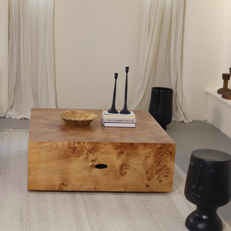 Solid wood tree burl square end table