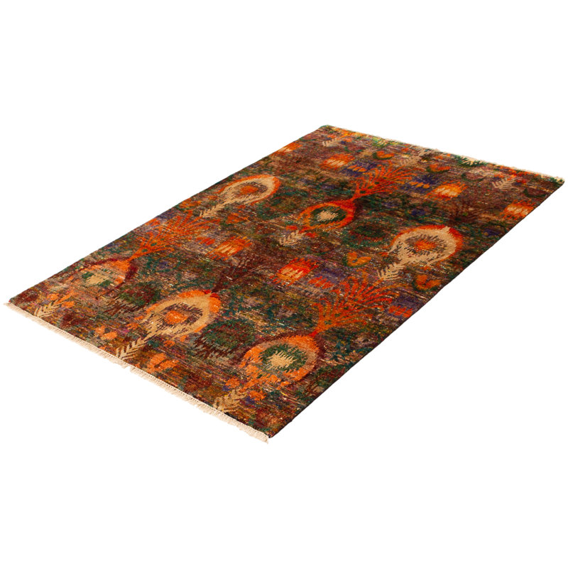 Tapis multicolore en soie Sari 5 pi 6 po x 8 pi 0 po