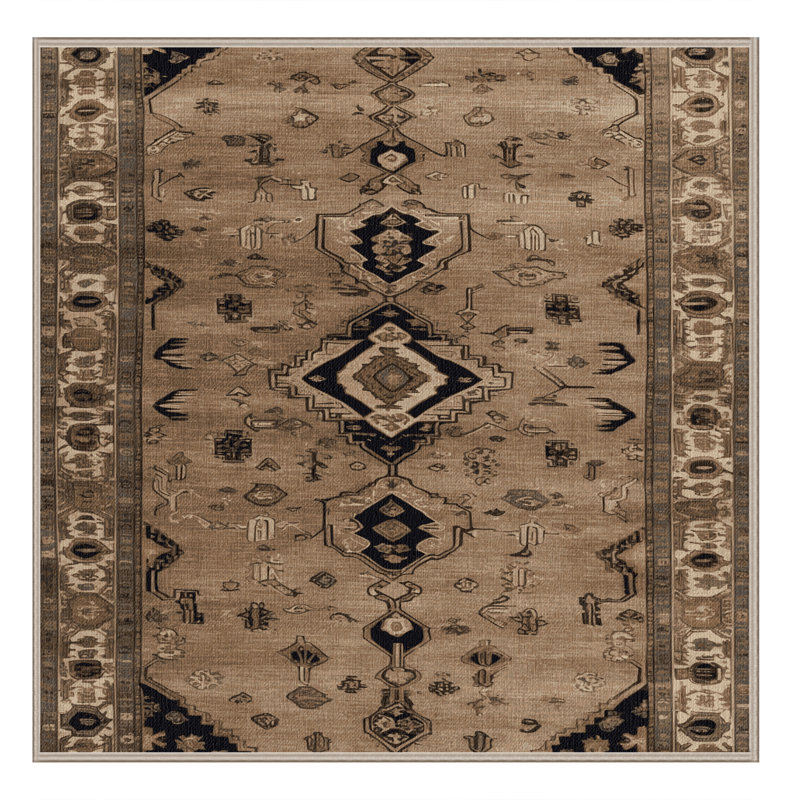Machine Washable Persian Beige Area Rug, Square 6'